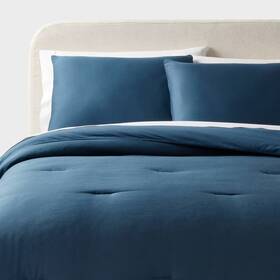 89211193 Threshold King Washed Sateen Comforter And Sham Set Indigo -