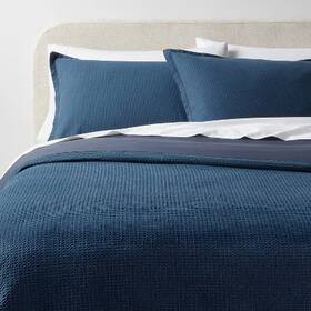 89211295 Threshold Twin/twin Extra Long Washed Waffle Weave Duvet Cover And Sham Set Navy