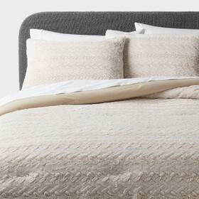 90046942 Threshold King Textured Faux Fur Comforter And Sham Set Khaki -