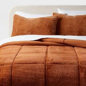 90046943 Threshold Full/queen Box Stitch Faux Fur Comforter And Sham Set Caramel - 90046943 Threshold Full/queen Box Stitch Faux Fur Comforter And Sham Set Caramel -