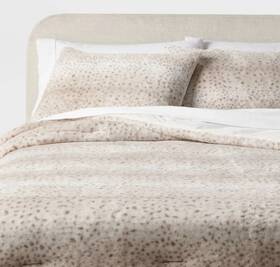90046950 Threshold King Leopard Faux Fur Comforter And Sham Set -
