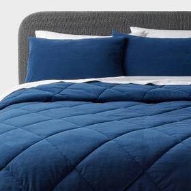 90528696 Threshold Full/queen Velvet Comforter And Sham Set Blue -