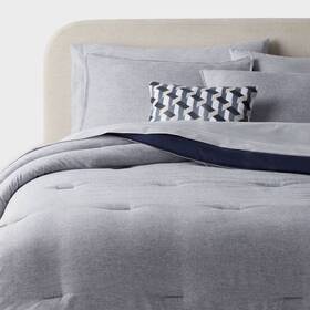 91962118 Threshold 8pc King Chambray Comforter And Sheet Set Indigo -
