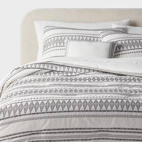91962130 Threshold 8pc Queen Woven Diamond Striped Comforter And Sheet Set -