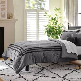91962134 Threshold 8pc Queen Applique Border Comforter And Sheet Set Gray -