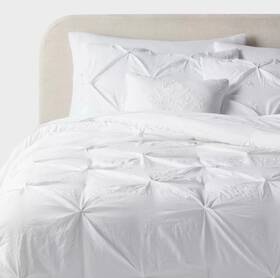 91962140 Threshold 8pc Queen Pinch Pleat Comforter Set White -