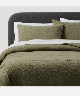 94181156 Threshold Full/queen Boucle Comforter Set Green -