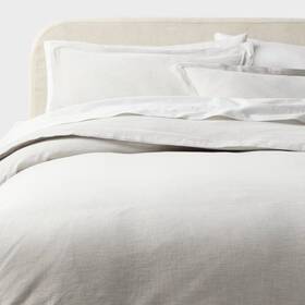 94814969 Threshold Full/queen Casual Textured Cotton Duvet Cover And Sham Set Light Gray