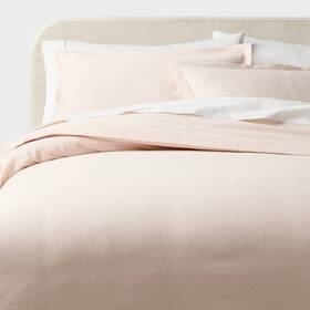 94814977 Threshold King Casual Textured Cotton Duvet Cover And Sham Set Light Pink