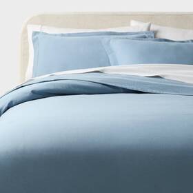 94814978 Threshold Full/queen Casual Textured Cotton Duvet Cover And Sham Set Blue -