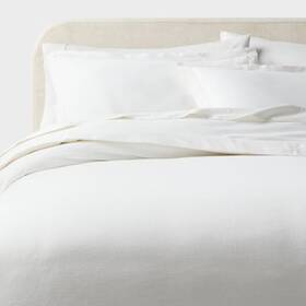 94814980 Threshold King Casual Textured Cotton Duvet Cover And Sham Set White -