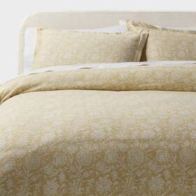 94814983 Threshold King Casual Textured Cotton Printed Duvet Cover And Sham Set Yellow