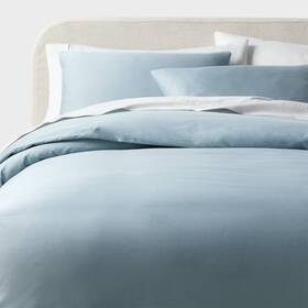94816497 Threshold Full/queen Performance Sateen Duvet Cover And Sham Set Light Blue -