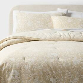 94818318 Threshold Full/queen Floral Paisley Casual Textured Cotton Reversible Comforter And Shams