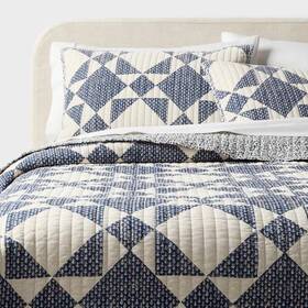 94818344 Threshold King Patchwork Quilt Set Blue -