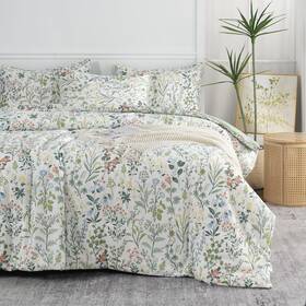 Jy-0403-llp-q Tisplr Floral Comforter Set Queen Soft Bedding 3 Pieces Garden Style G