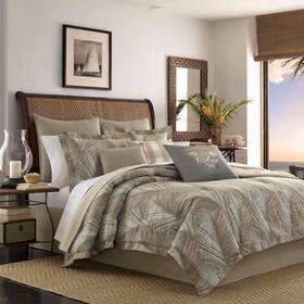 223533 Tommy Bahama Raffia Palms 4-piece Brown Botanical Cotton King Comforter Set