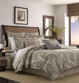 Tommy Bahama 313051738724 Raffia Palms 4-piece Brown Botanical Cotton King Comforter Set Free Shipping