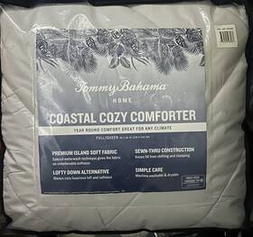 4414401 Tommy Bahama Home Butter Soft Down Comforter Blue Queen Coastal Cozy