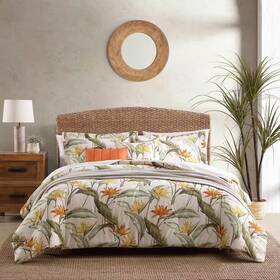 Tommy Bahama 726084272057 Birds Of Paradise 5-piece Beige Cotton Full/queen Bonus Comforter Set