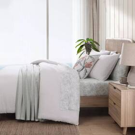 89716642 Tommy Bahama New 3pc King Size Wicker Solid White Comforter Set Luxurious Beauty