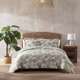 91844826 Tommy Bahama 3pc Full/queen Raw Coast Cotton Duvet Set Green/gold