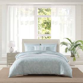 91844856 Tommy Bahama 3pc Full/queen Art Of Palms Cotton Duvet Set Blue Comforter