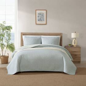 93533723 Tommy Bahama Full/queen Coastal Batik Quilt Set Green