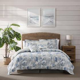 Ushs8k1167498 Tommy Bahama - Queen Comforter Set 5pc Raw Coast Chambray Blue