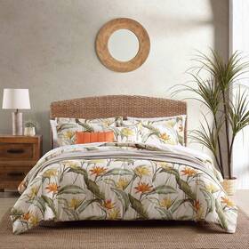 Ushs8k1216695 Tommy Bahama Birds Of Paradise 5-piece Beige Cotton Full/queen Bonus Comforter