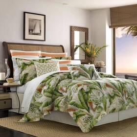 Ushsa31034256 Tommy Bahama Palmiers 4-piece Green Botanical Cotton Queen Comforter Set