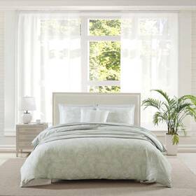 Ushsa51279937 Tommy Bahama Art Of Palms Green 3-piece Plain Weave Cotton Full/queen Reversible Comforter
