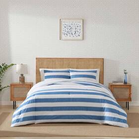 Ushsa51284052 Tommy Bahama Awning Stripe 3-piece Blue 100% Cotton Full/queen Comforter Set Ushsa51284052 Tommy Bahama Awning Stripe 3-piece Blue 100% Cotton Full/queen Comforter Set