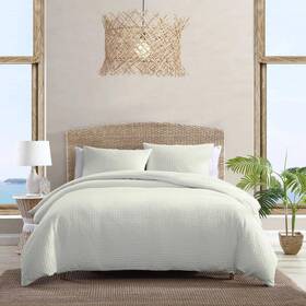 Ushsa51289606 Tommy Bahama Basketweave Solid 3-piece Sage Green 100% Cotton Queen Comforter