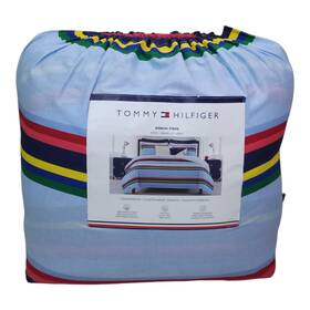 Tommy Hilfiger 046249760749 King Comforter Set With 2 Pillow Shams Ribbon Stripe Cotton