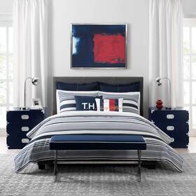 15t0431-kg-n1-d1 Tommy Hilfiger Island Stripe King Duvet Set - Navy New