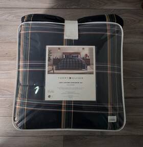 Tommy Hilfiger 199165044728 100% Cotton Comforter Set Full / Queen Beacon Plaid Blue W Shams