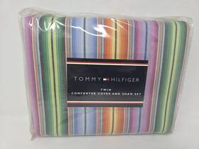 Tommy Hilfiger 651862179610 Twin Comforter Cover And Sham Set Multicolor Rainbow New