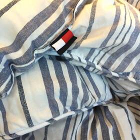Rn33699 Tommy Hilfiger Comforter Twin 100% Cotton Blue White Stripe Reversible 60 Inch X86