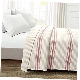 16t007638 Triangle Home Fashions Comforter Farmhouse Stripe Full/queen Red