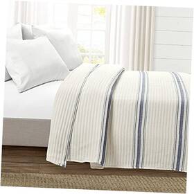 16t007641 Triangle Home Fashions Comforter Farmhouse Stripe King Navy