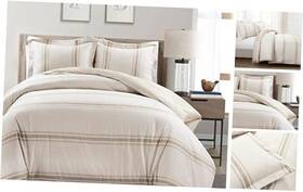 21t011000 Triangle Home Fashions Comforter Farmhouse Stripe King Neutral