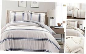 21t011001 Triangle Home Fashions Comforter Farmhouse Stripe Full/queen Navy