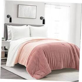 21t012807 Triangle Home Fashions Farmhouse Color Block Soft Fluffy Faux Fur All Season Kids Comforter Set