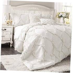 C18071p14-000 Triangle Home Fashions Comforter Ruffled 3 Piece Set With Pillow Shams-full Queen- Full/queen White