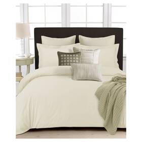 52384525 Tribeca Living 3pc King 350 Thread Count Cotton Percale Solid Duvet Cover Set Ivory