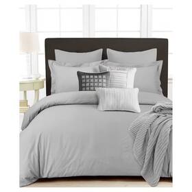 52384531 Tribeca Living 3pc Queen 350 Thread Count Cotton Percale Solid Duvet Cover Set Silver