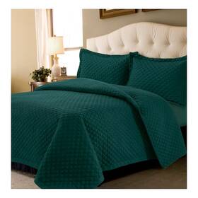 52408312 Tribeca Living King Brisbane Oversized Diamond Quilt Set Teal -