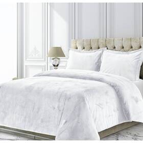 80511469 Tribeca Living Duvet Cover Set Velvet Luxurious Solid Colors White Queen