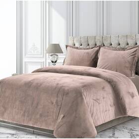 80511481 Tribeca Living 3pc Queen Venice Velvet Oversized Solid Duet Set Taupe -